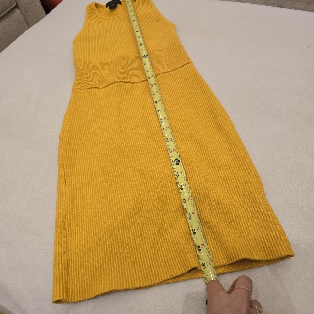 House of Harlow 1960 Women's Yellow Ribbed Dress BodyCon Sleeveless Midi XS - Picture 3 of 5
